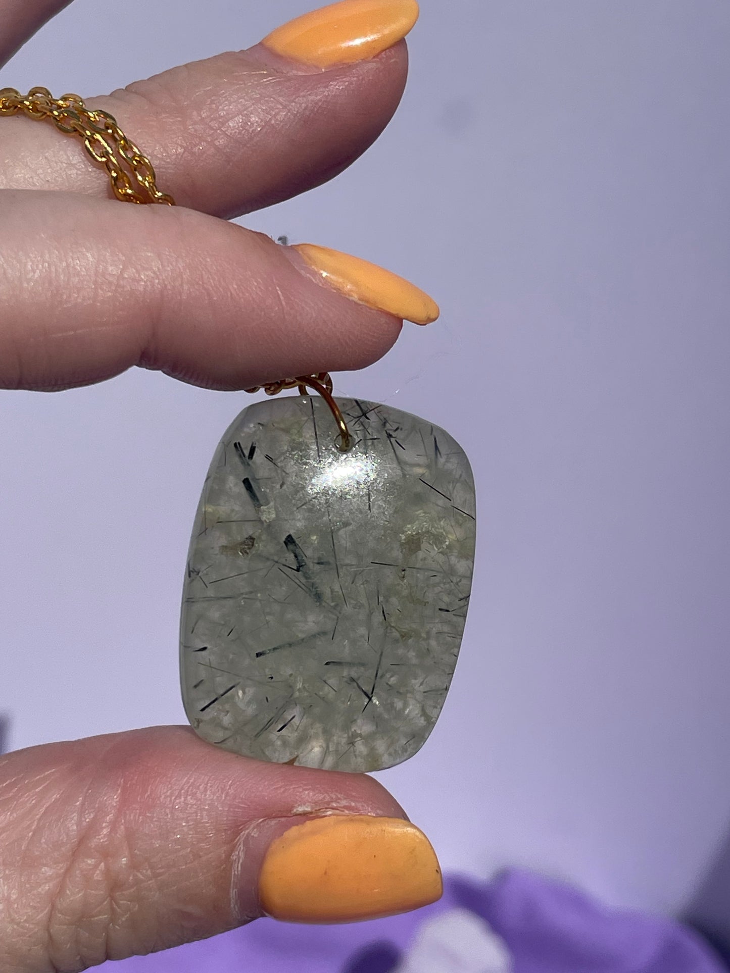 Prehnite Rectangle - Gold