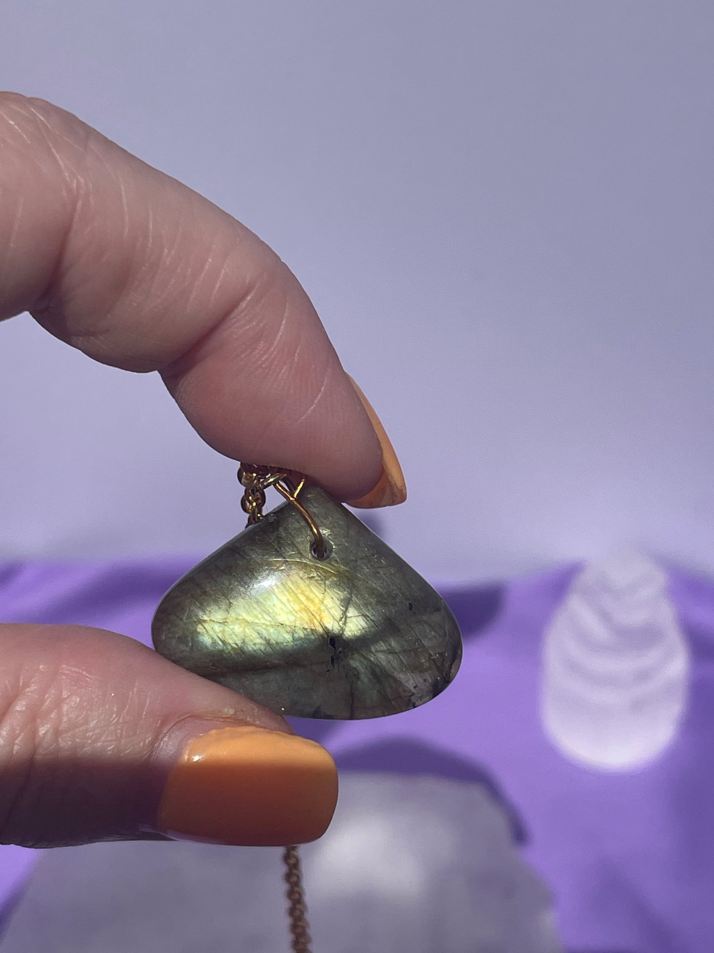Labradorite Flat Teardrop-Gold
