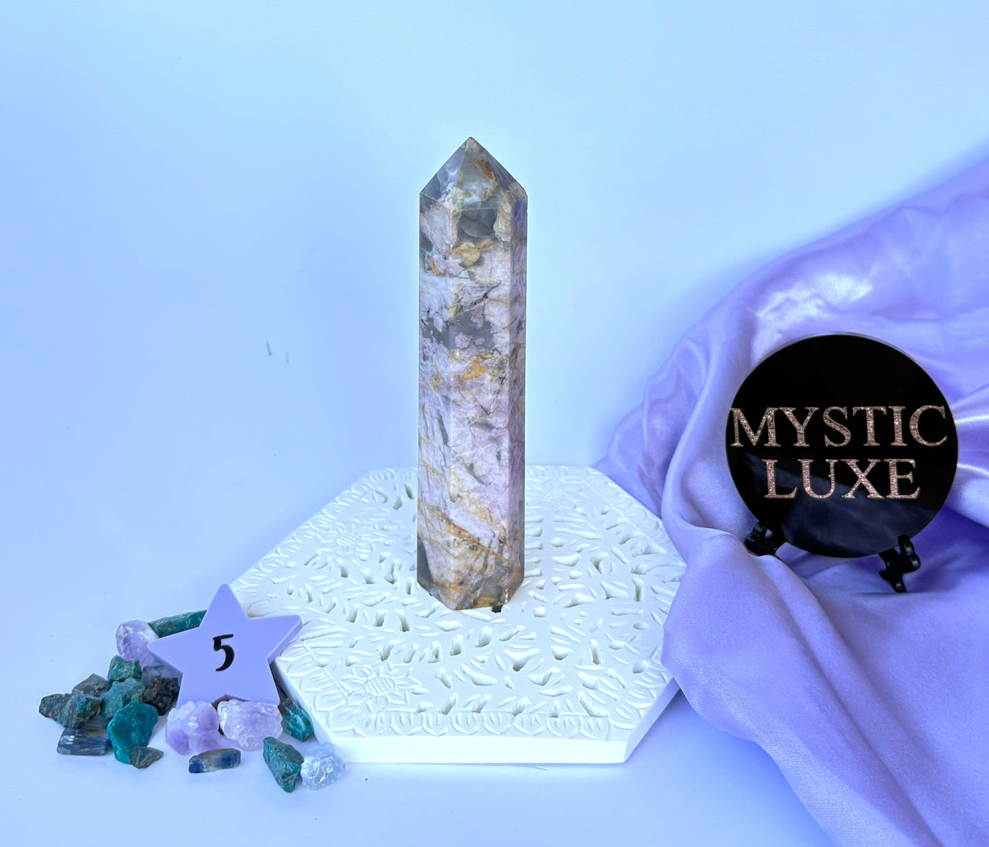 Pink Tourmaline and Smokey Quartz Towers