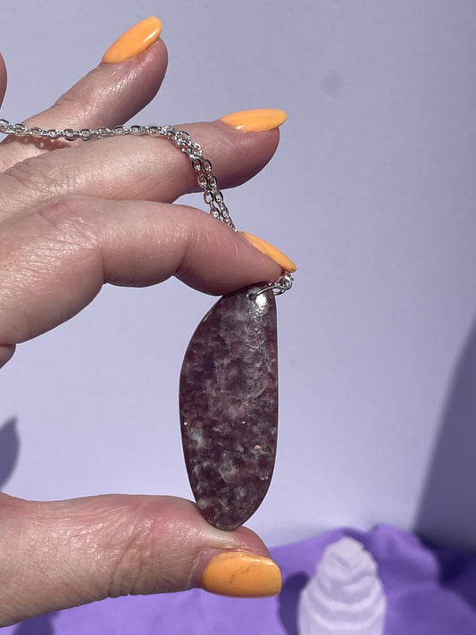 Lepidolite pear shaped- Silver