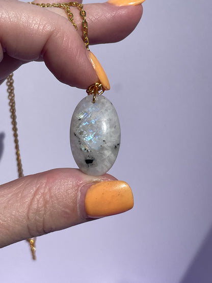 Rainbow Moonstone Oval- Gold