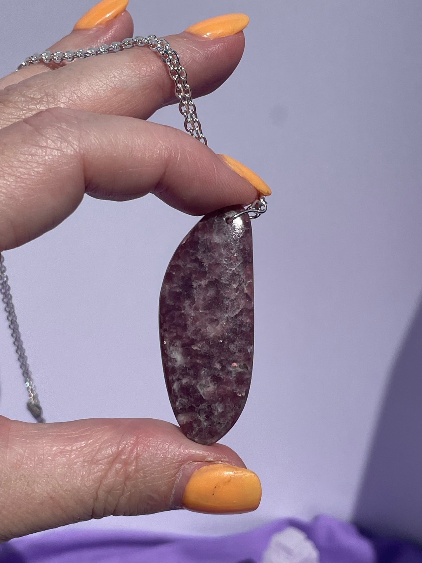 Lepidolite pear shaped- Silver