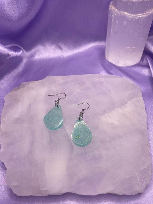 Glitter green teardrop silver