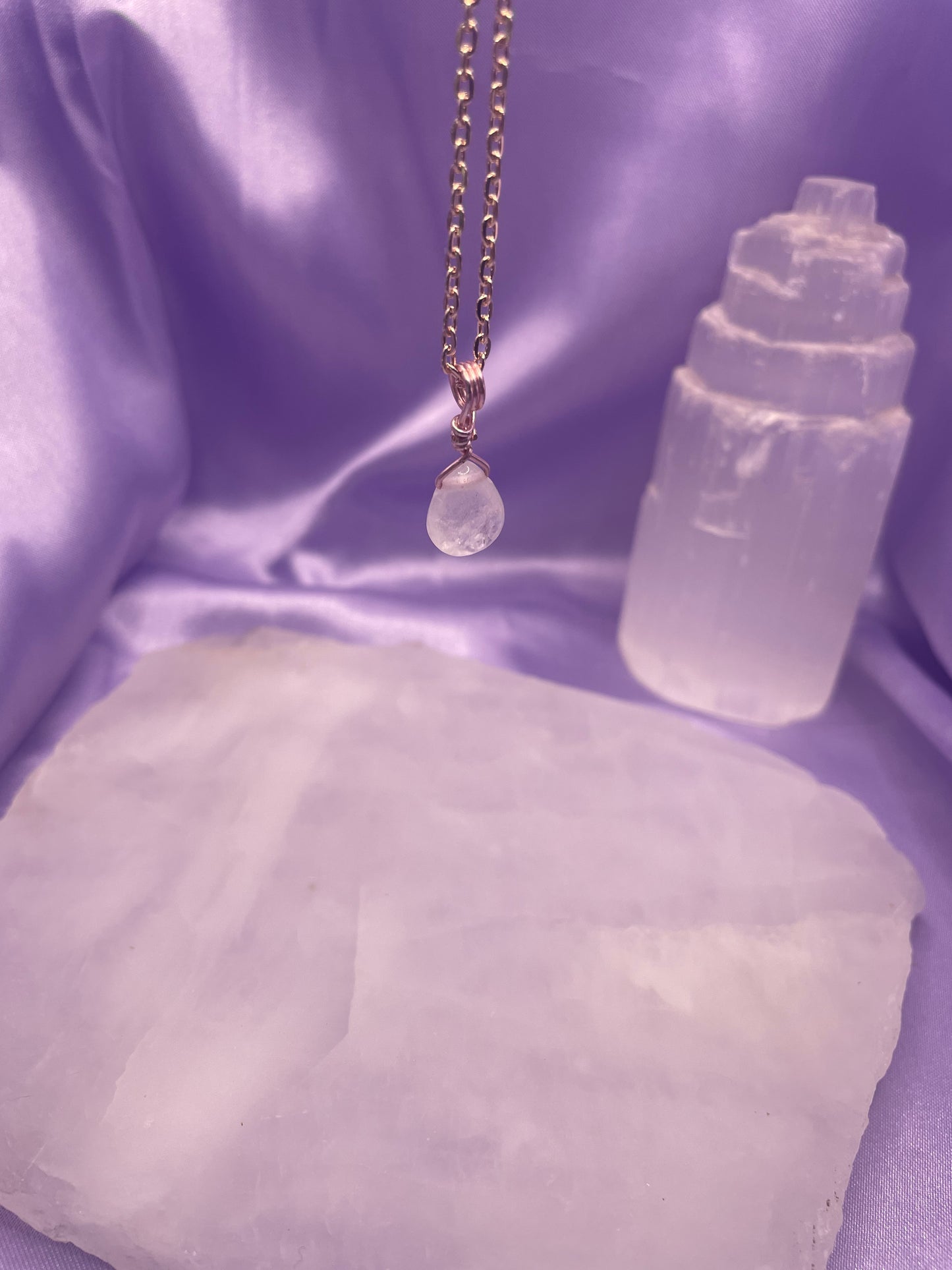 Clear Quartz Teardrop - Rose Gold