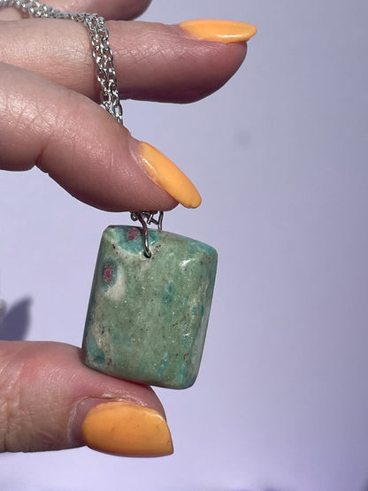 Ruby Fuchsite square - Silver