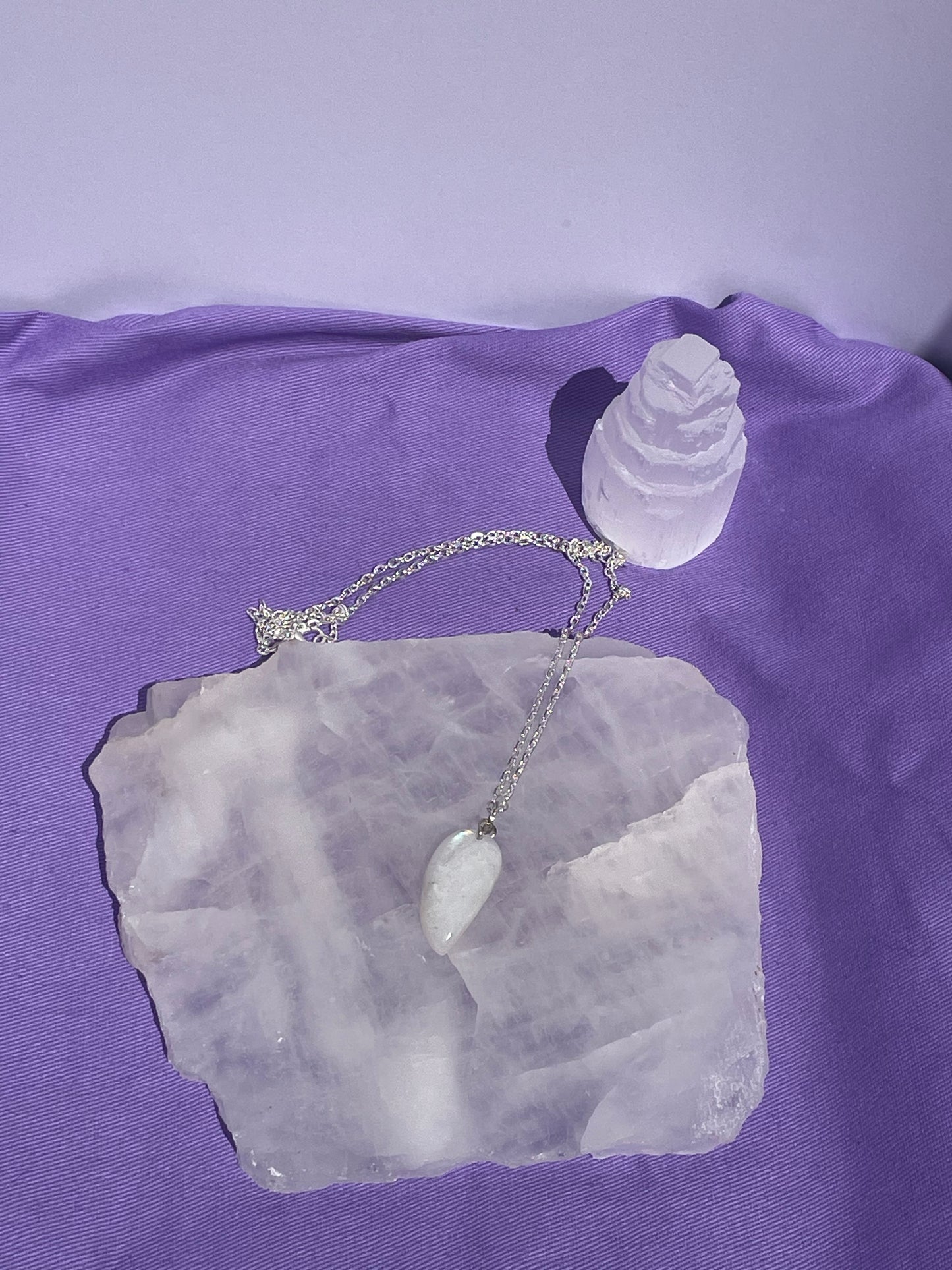 Rainbow Moonstone upside down teardrop - Silver