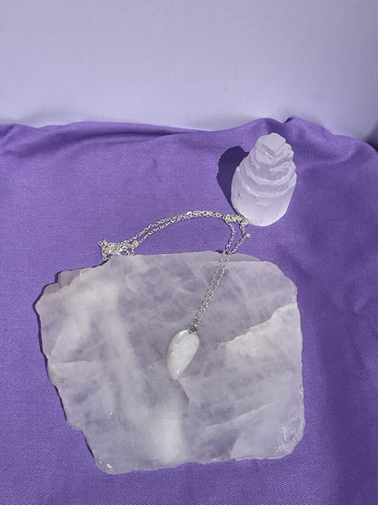 Rainbow Moonstone upside down teardrop - Silver