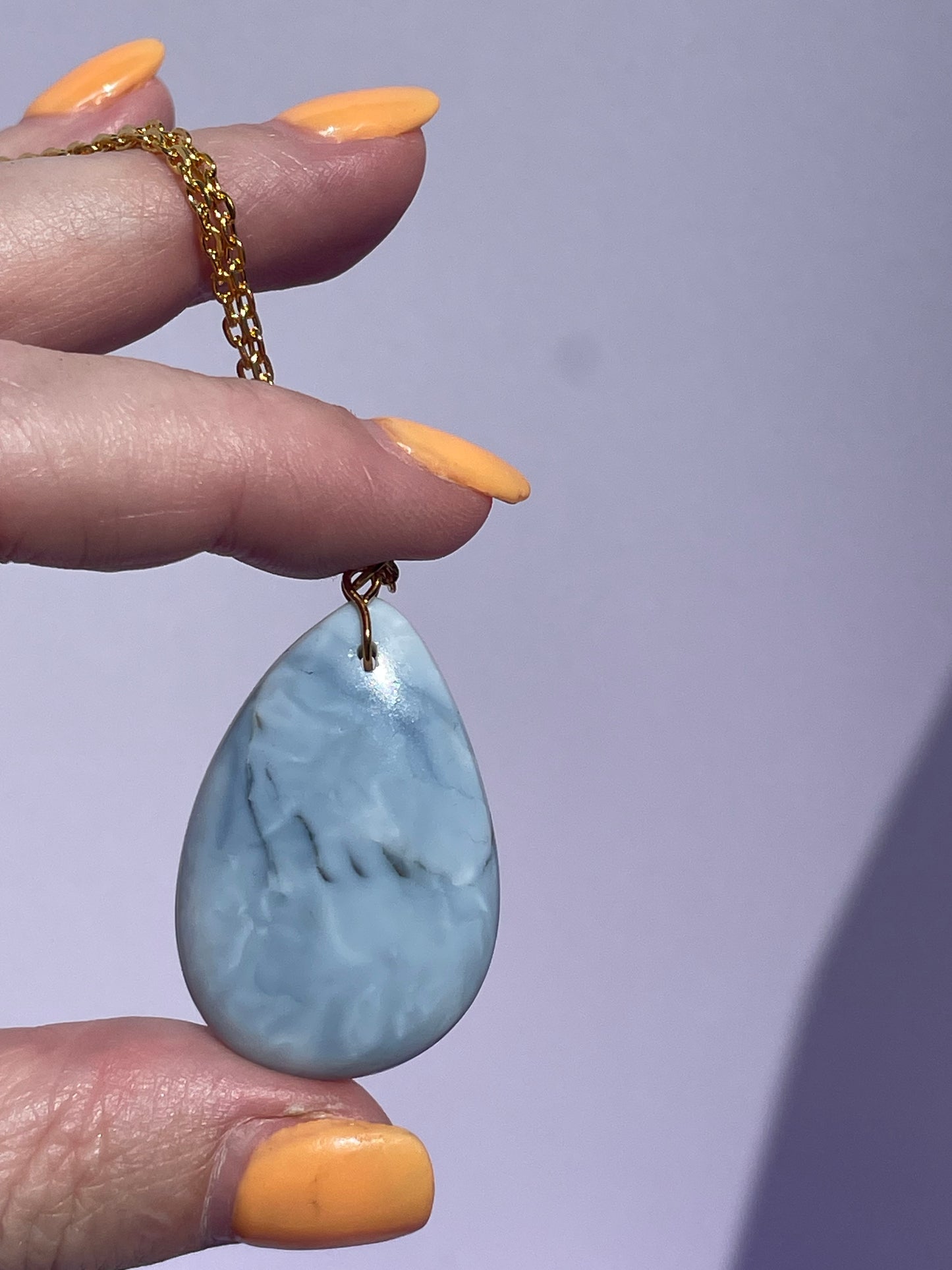 Blue Opal teardrop oval - Gold