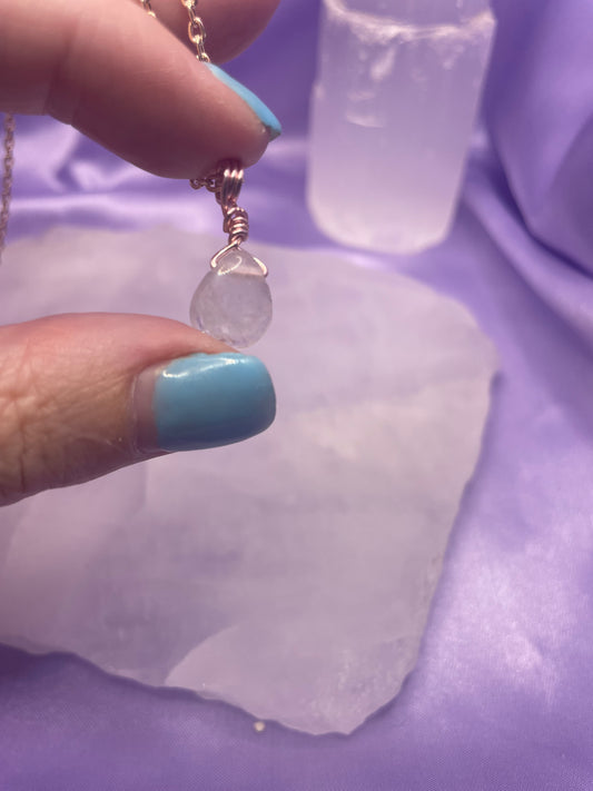 Clear Quartz Teardrop - Rose Gold