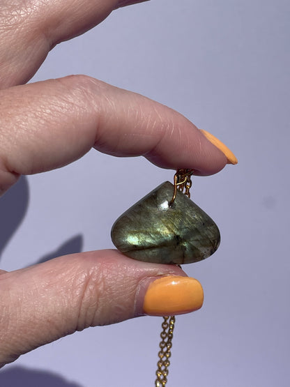 Labradorite Flat Teardrop-Gold