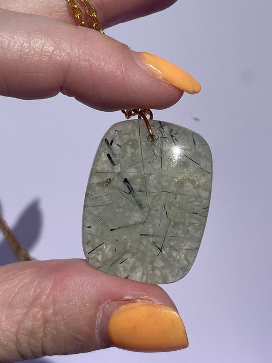Prehnite Rectangle - Gold