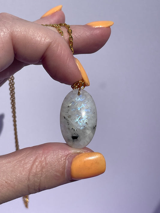 Rainbow Moonstone Oval- Gold