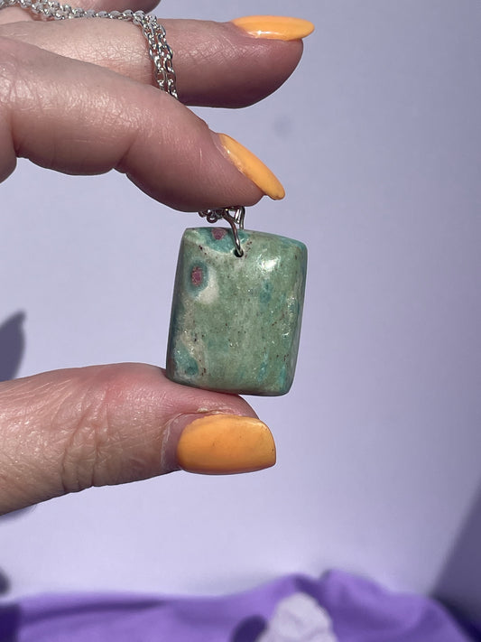 Ruby Fuchsite square - Silver