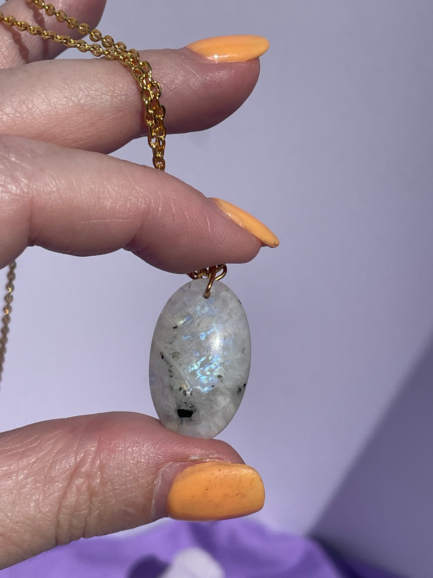 Rainbow Moonstone Oval- Gold