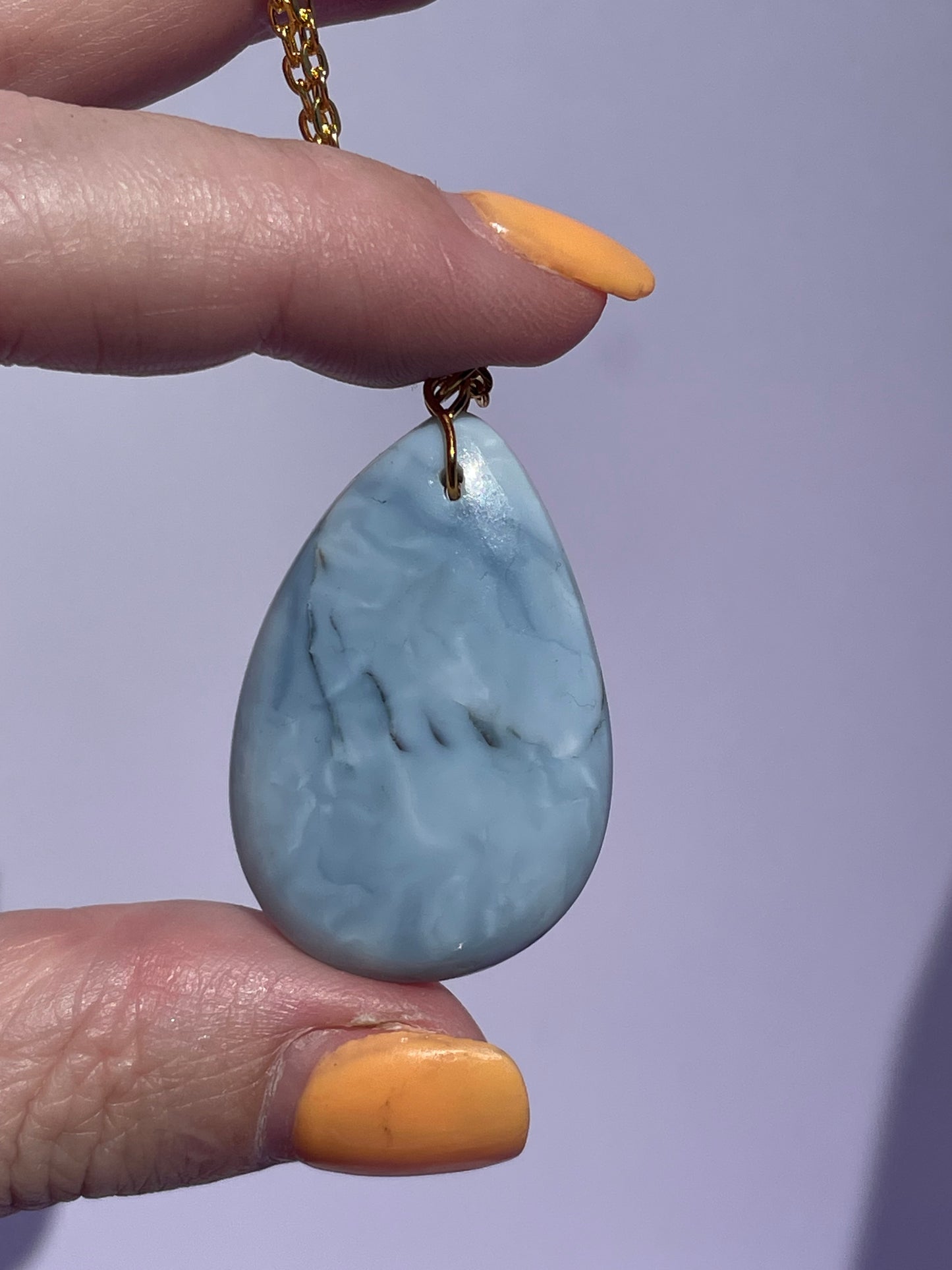 Blue Opal teardrop oval - Gold