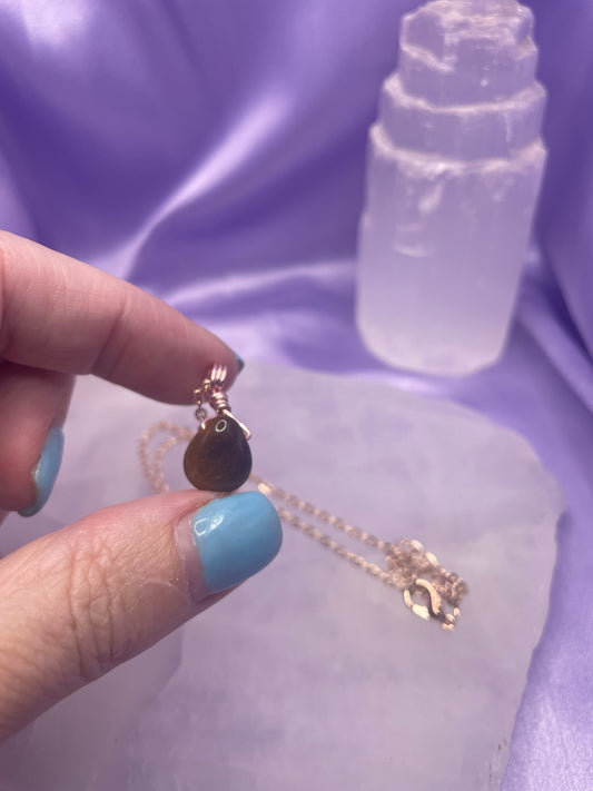 Tiger eye Teardrop - Rose Gold