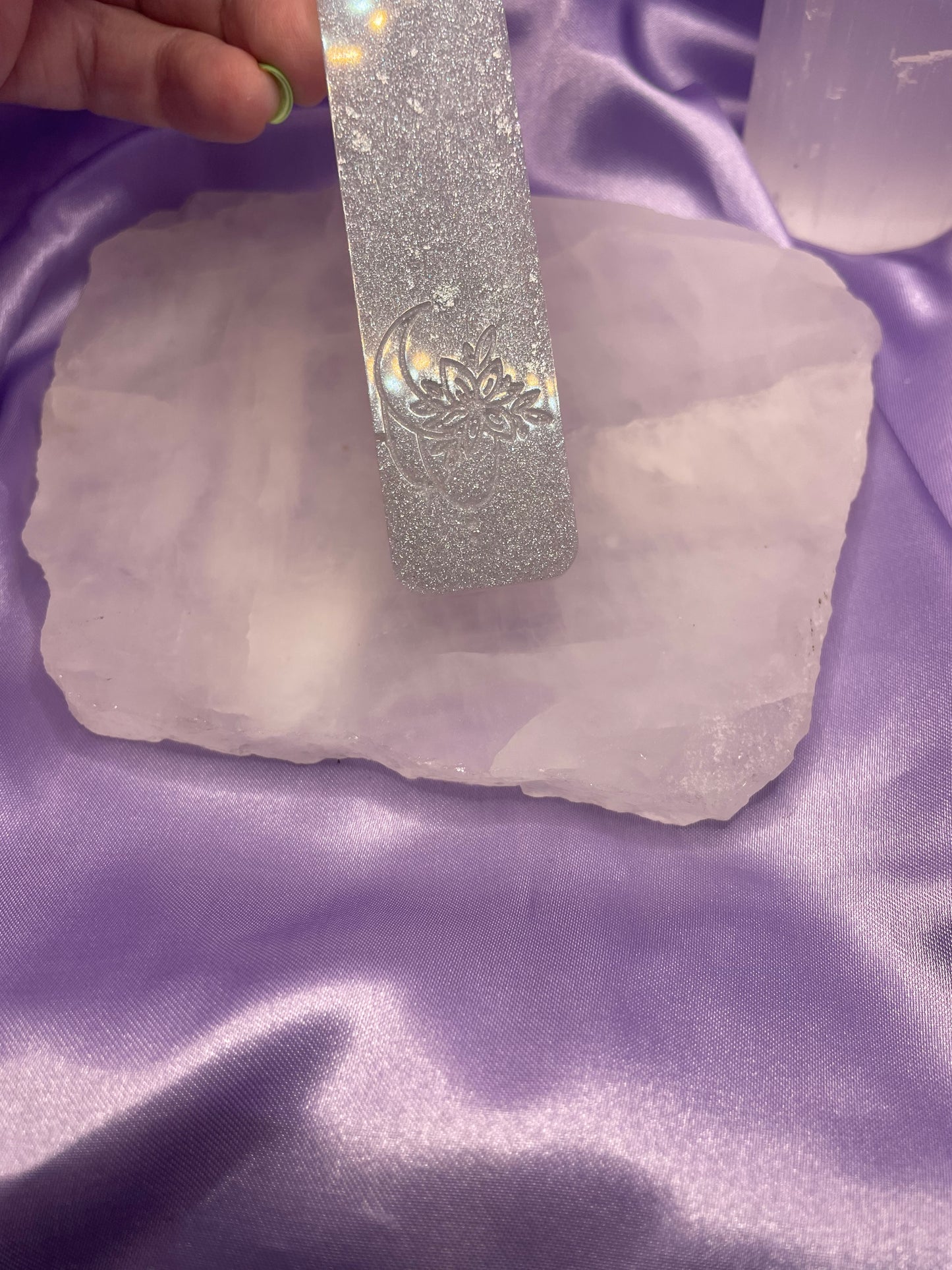 Silver moon/flower bookmark