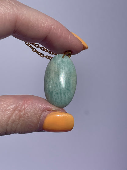 Amazonite oval - Gold