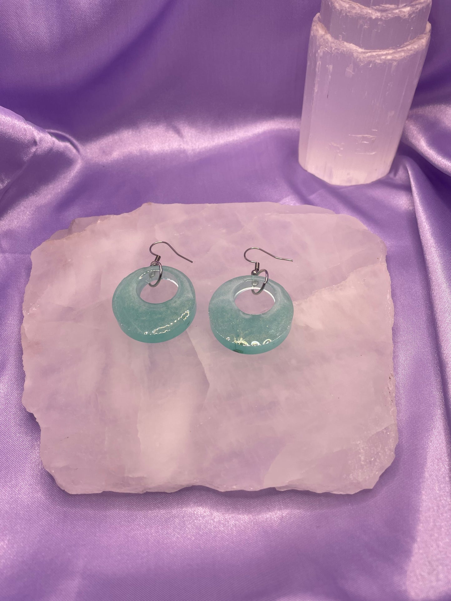 Glitter green Open Circle Silver