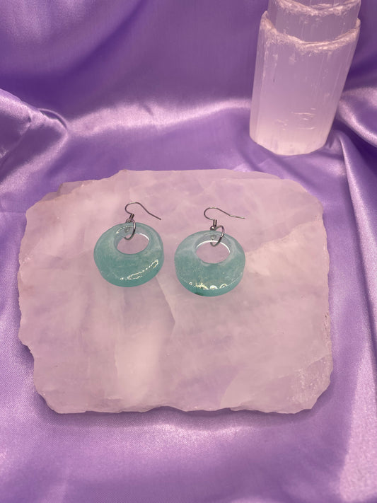 Glitter green Open Circle Silver