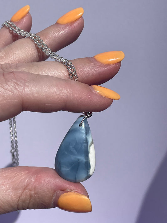 Blue Opal Teardrop -Silver