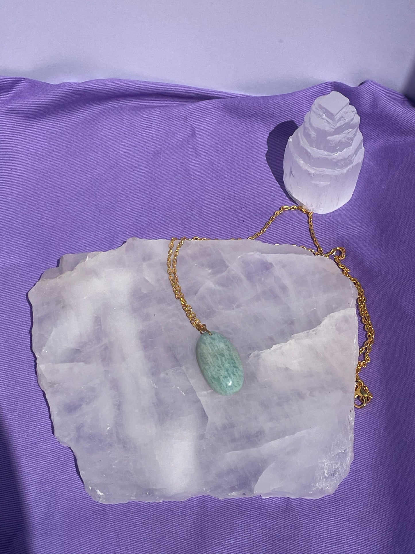 Amazonite oval - Gold