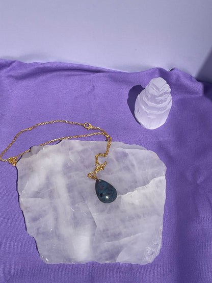 Ruby Kyanite Teardrop -Gold
