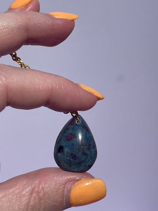 Ruby Kyanite Teardrop -Gold