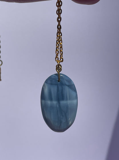 Blue Opal Oval - Gold