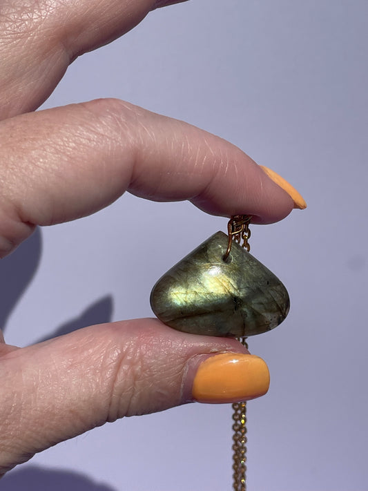 Labradorite Flat Teardrop-Gold