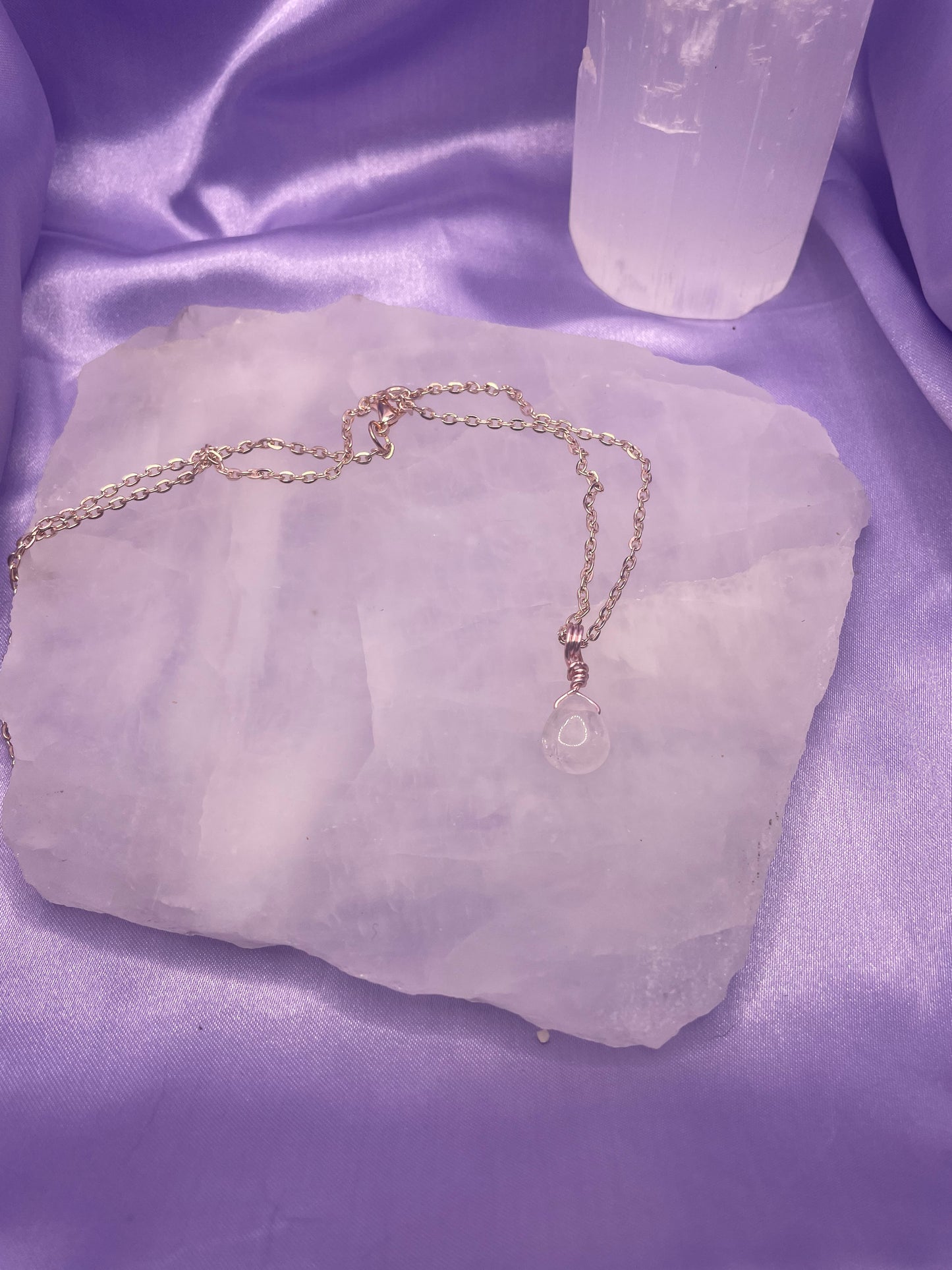 Clear Quartz Teardrop - Rose Gold