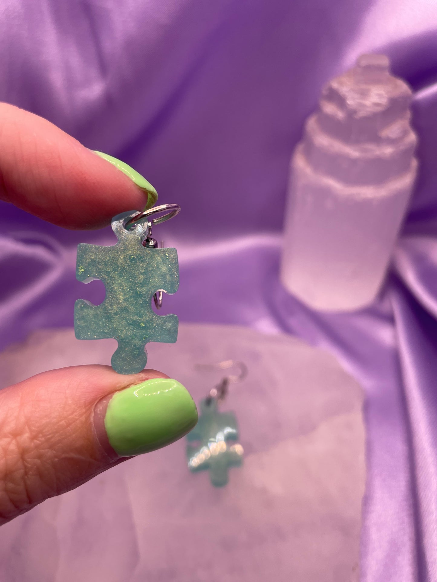Glitter green Puzzle Silver