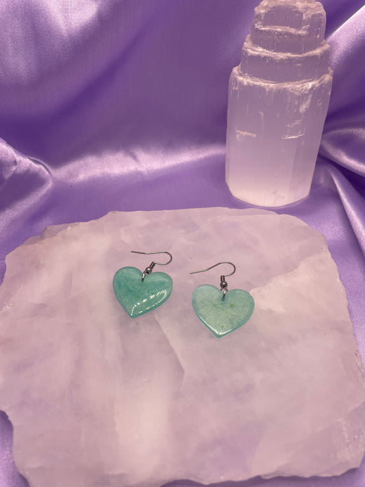 Glitter Green heart silver