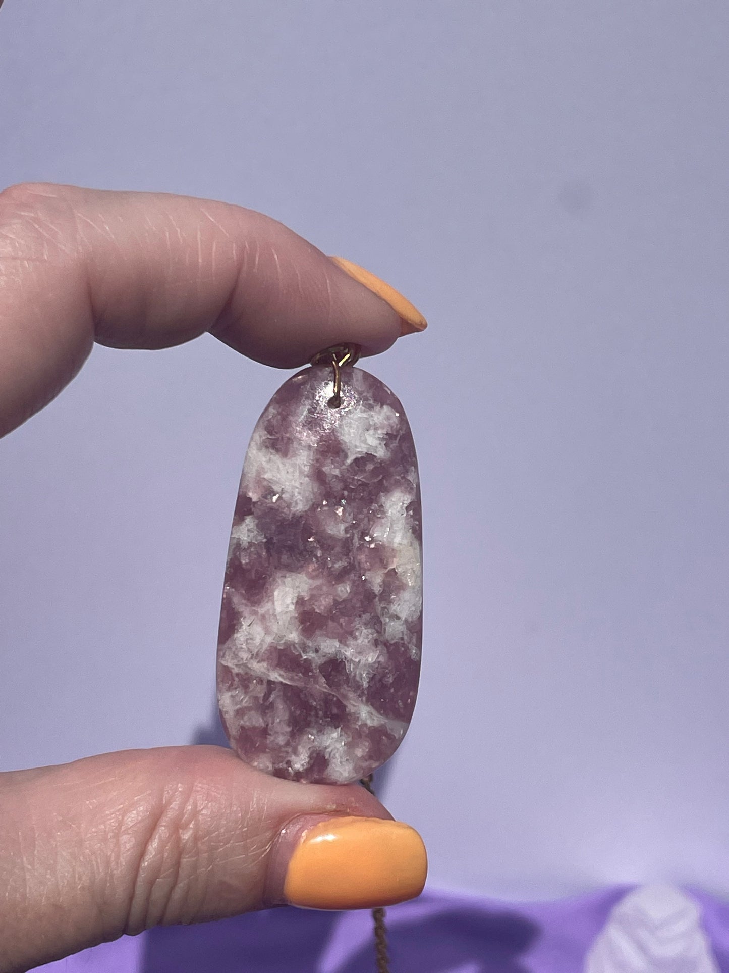 Lepidolite elongated oval - Gold
