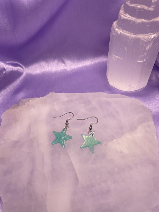 Glitter Green Star silver