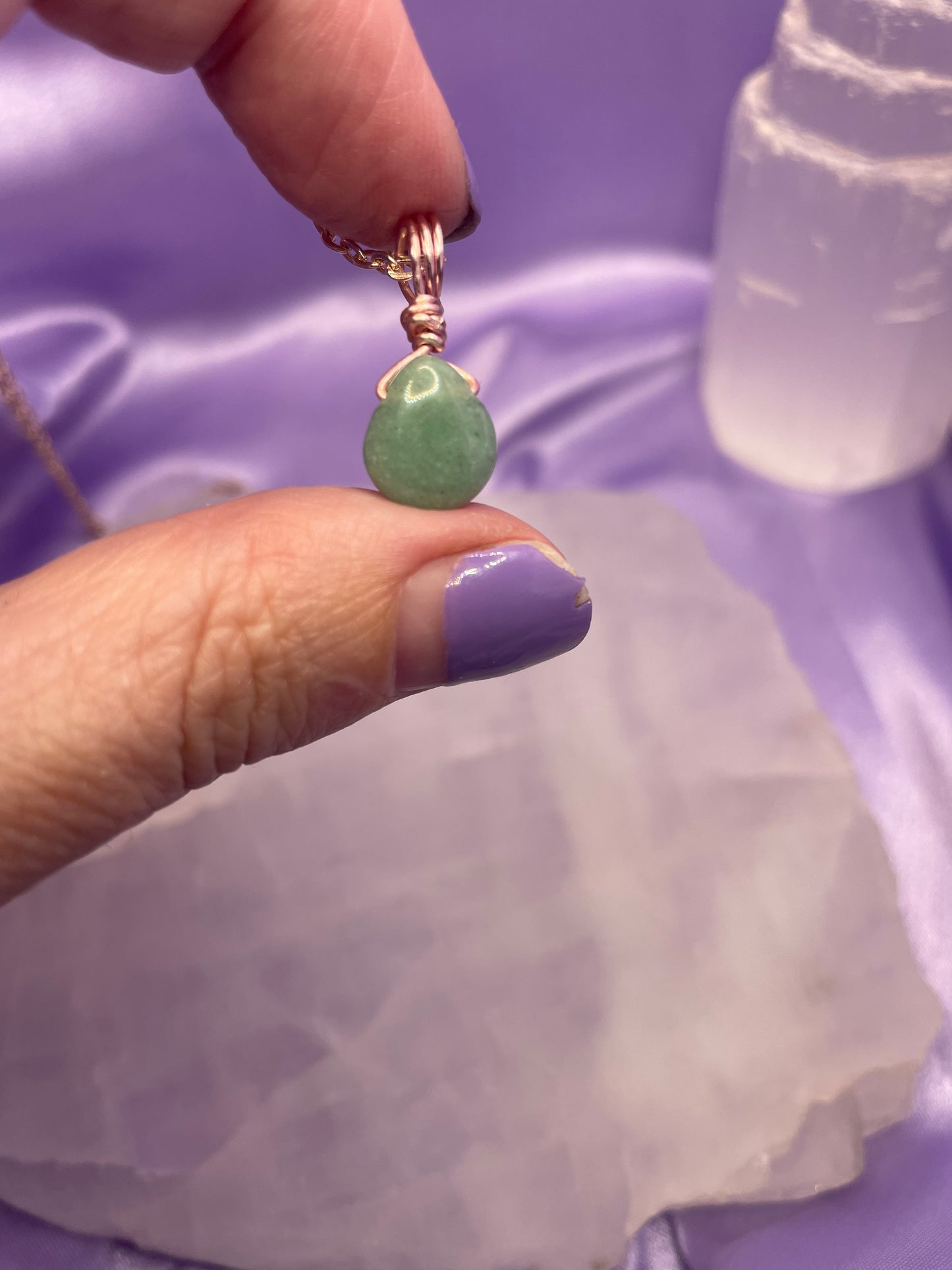 Green Aventurine Teardrop - Rose Gold