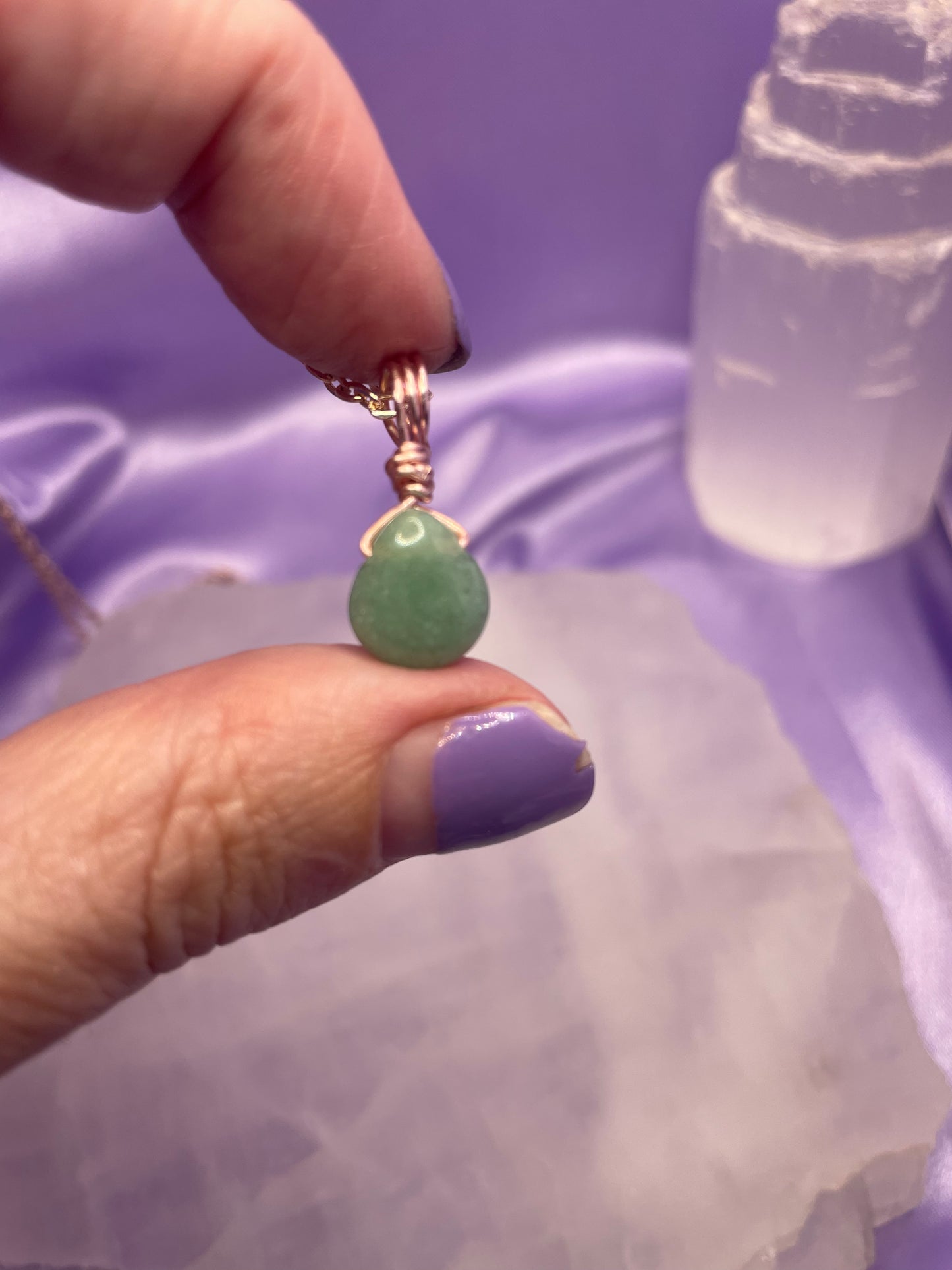 Green Aventurine Teardrop - Rose Gold