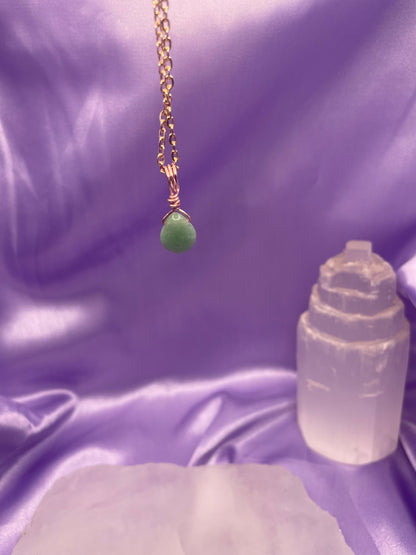 Green Aventurine Teardrop - Rose Gold