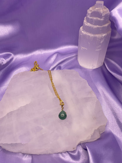 Green Aventurine Teardrop - Rose Gold