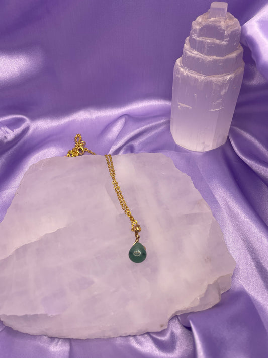 Green Aventurine Teardrop - Rose Gold