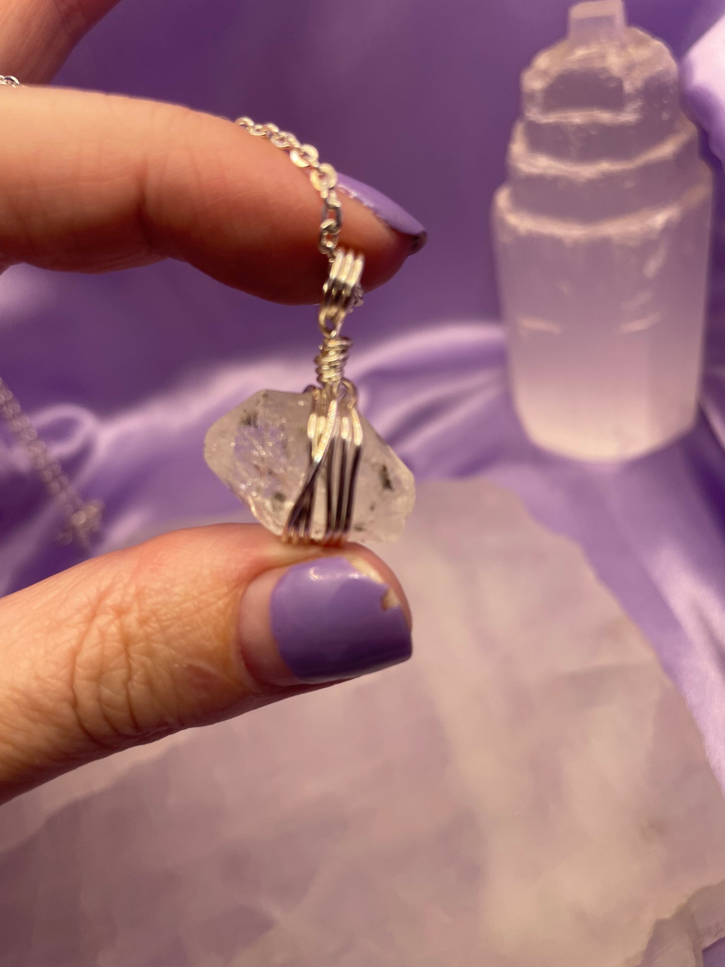 Herkimer Diamond- Silver 18”