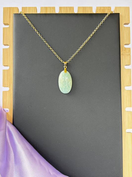 Amazonite oval - Gold