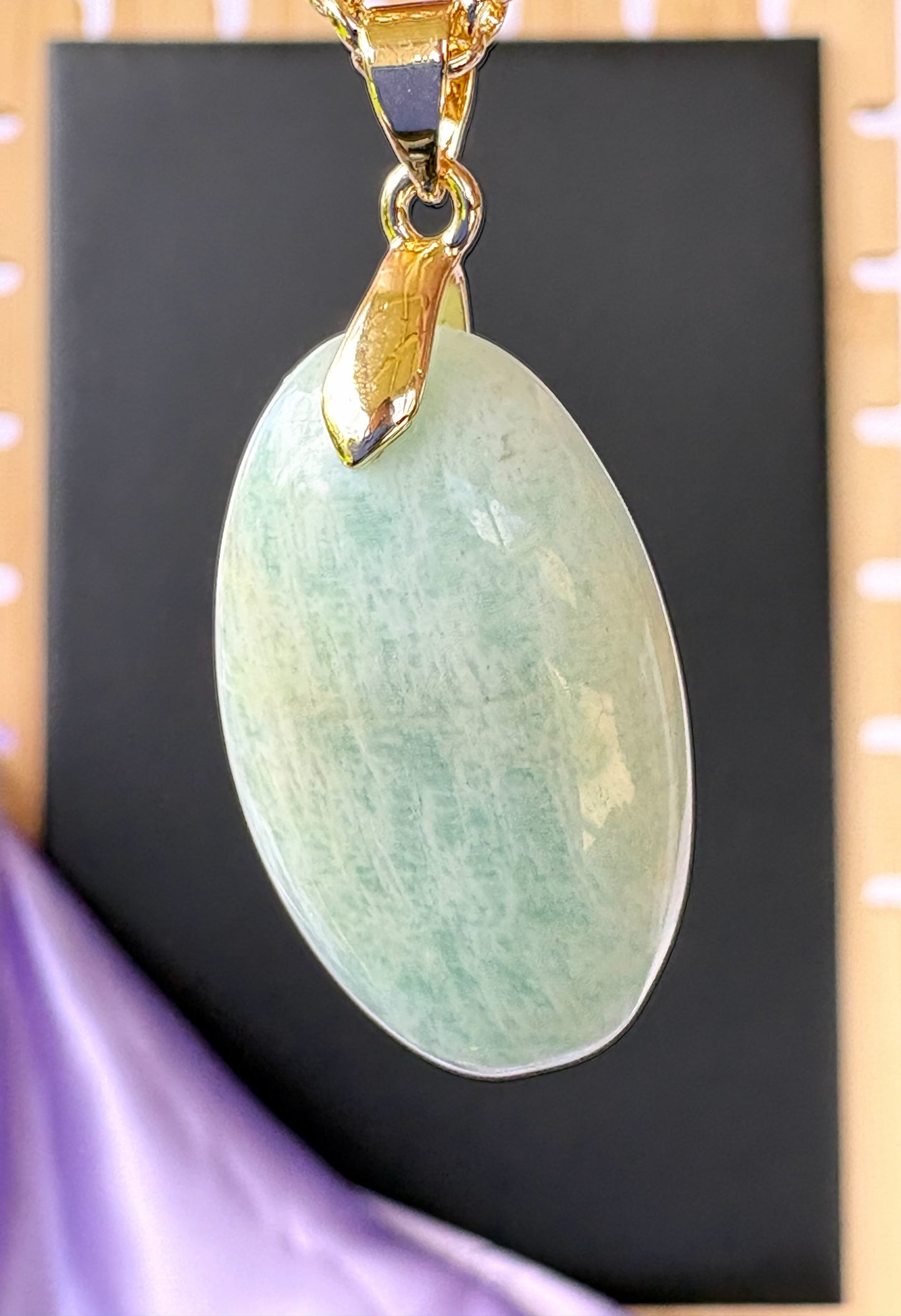Amazonite oval - Gold
