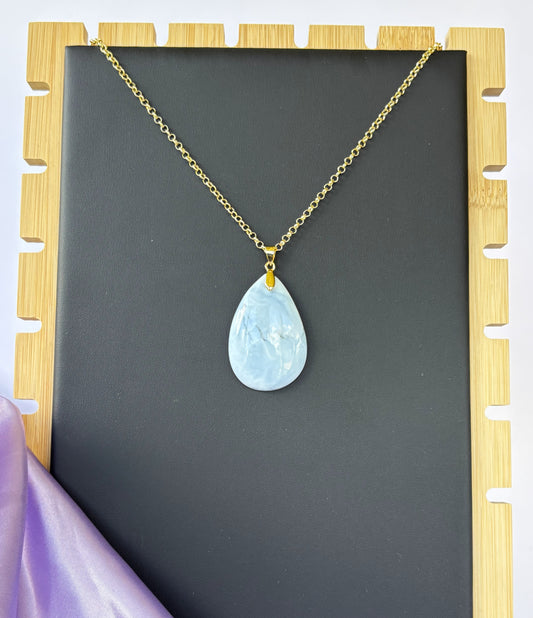 Blue Opal teardrop oval - Gold