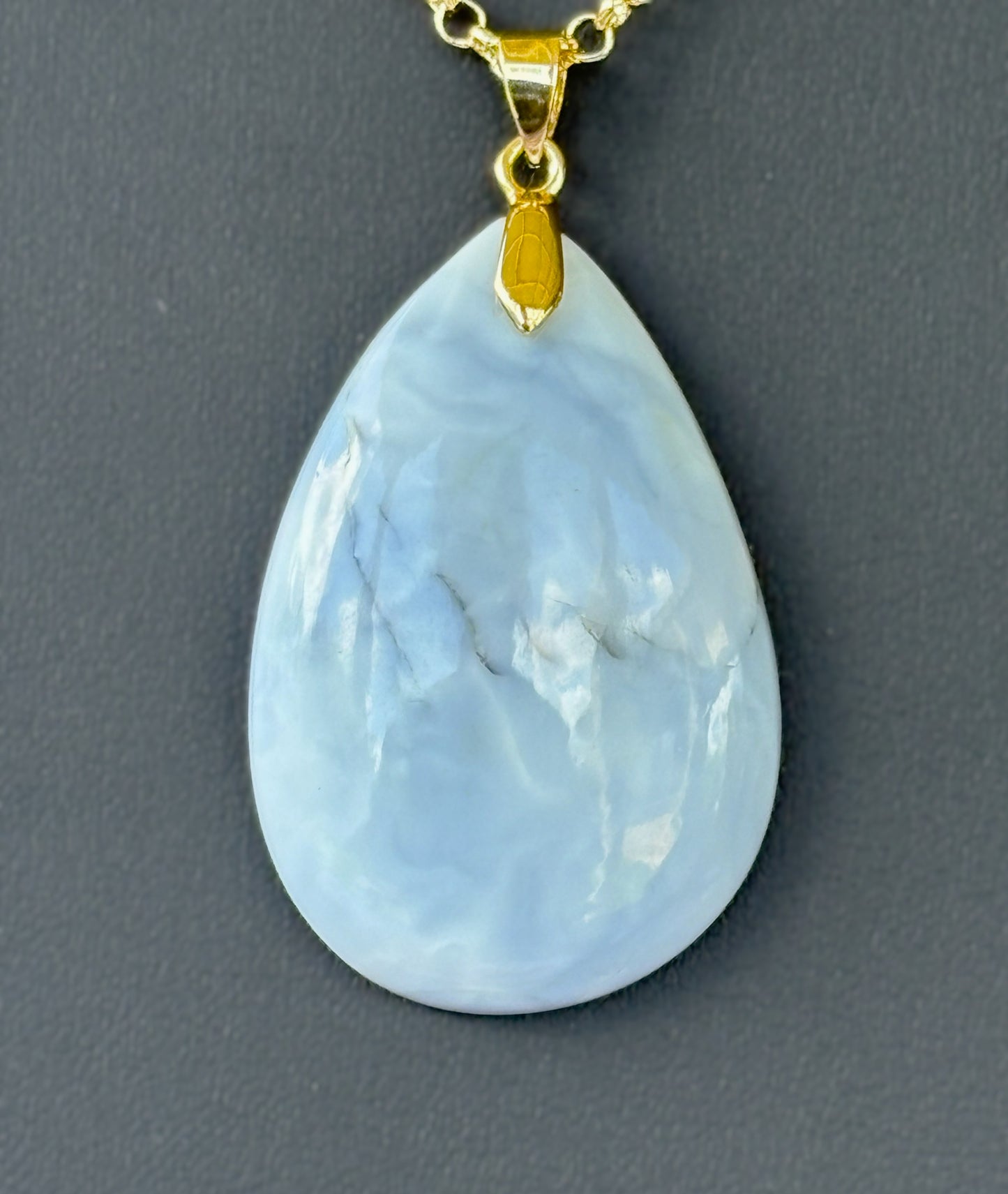 Blue Opal teardrop oval - Gold