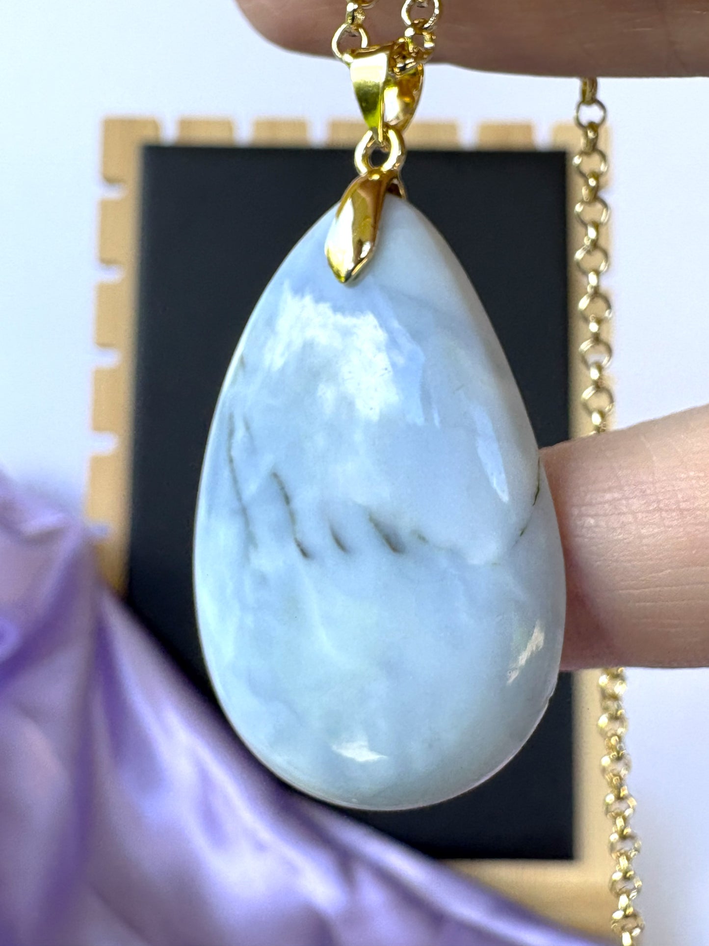 Blue Opal teardrop oval - Gold