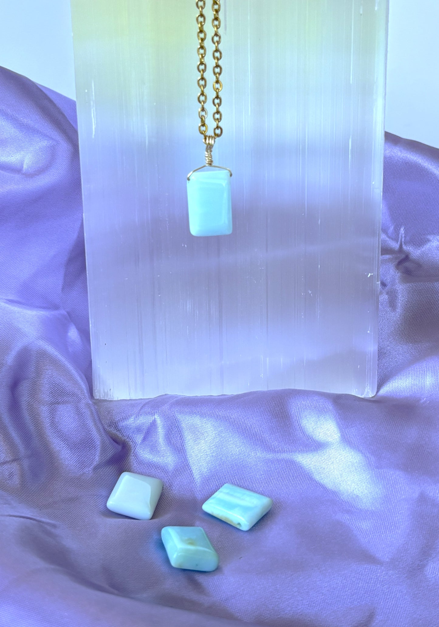Blue Opal Square Necklace