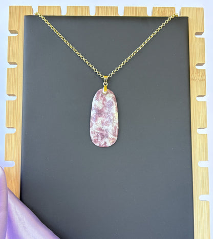 Lepidolite elongated oval - Gold