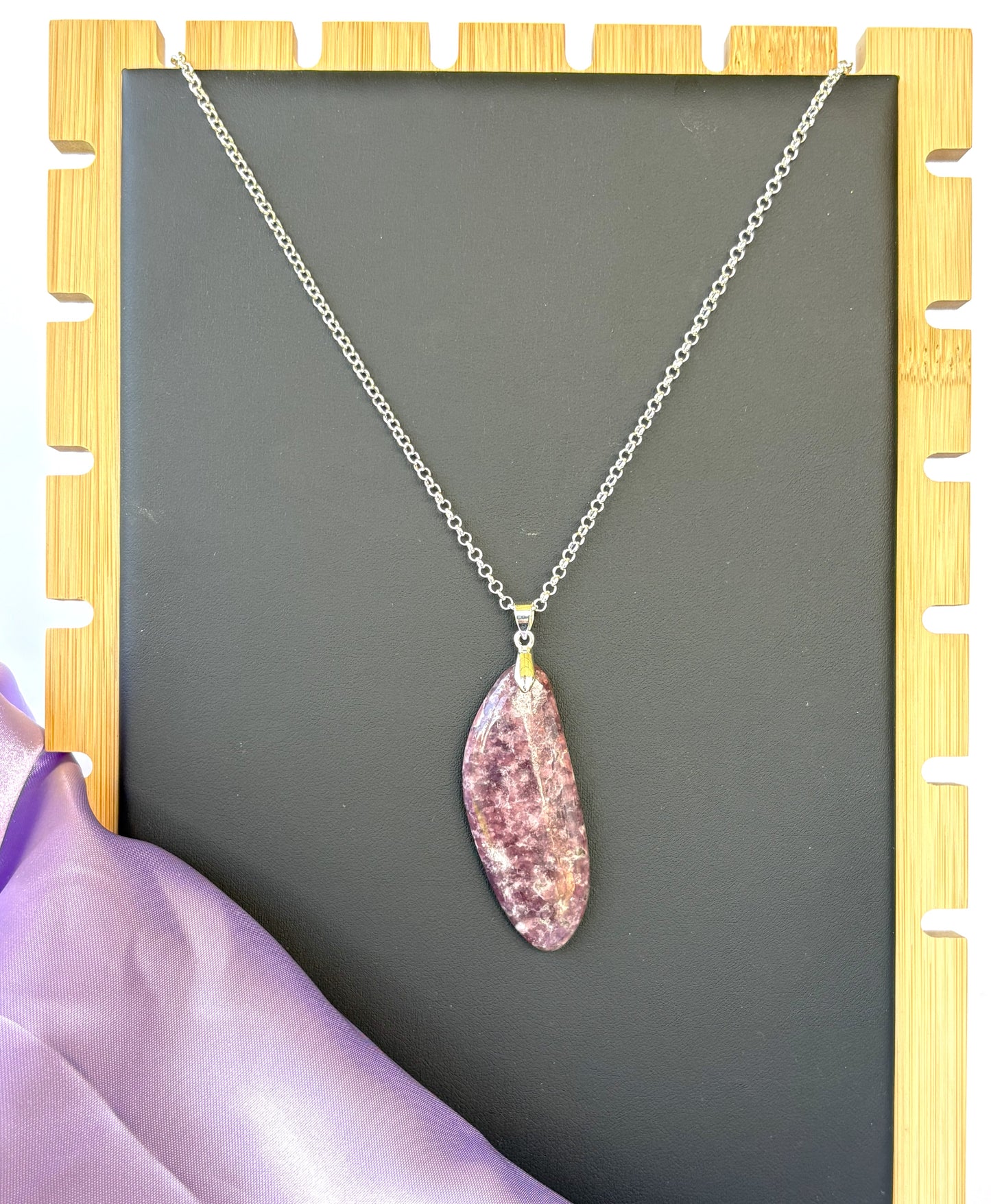 Lepidolite pear shaped- Silver