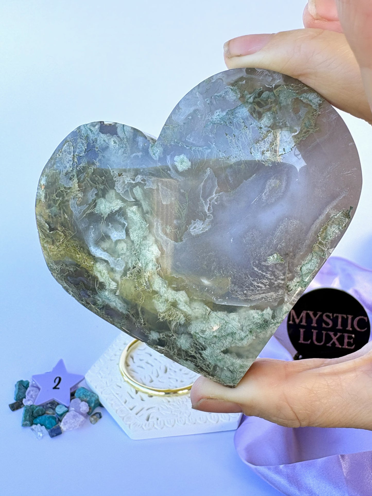 Moss Agate Hearts